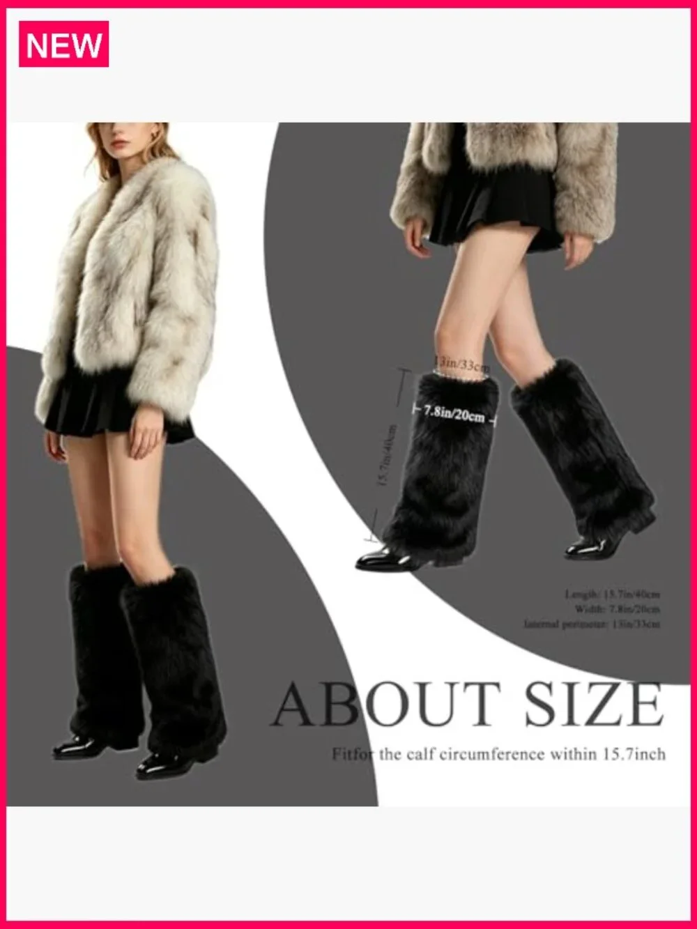 Furry Leg Warmers Faux Fur Fluffy Boot Covers Satin Lining Winter Festival